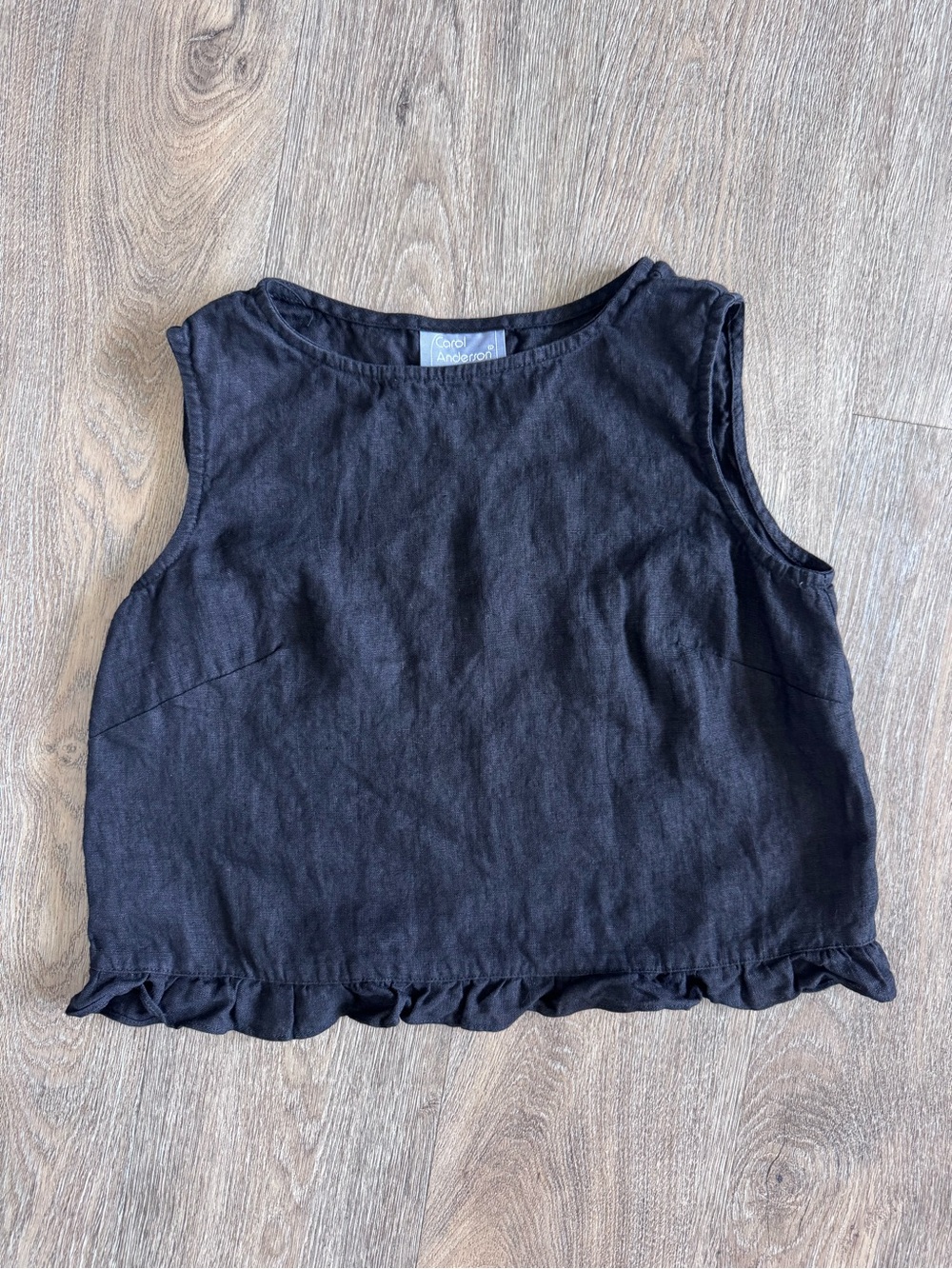 Vintage Carol Anderson Linen Sleeveless Top black Medium Petite